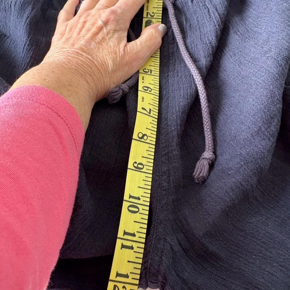 Poetry Linen Blend Drawstring Ankle Pants Size 14 Coastal Chic Navy Quiet Luxury - Picture 11 of 12